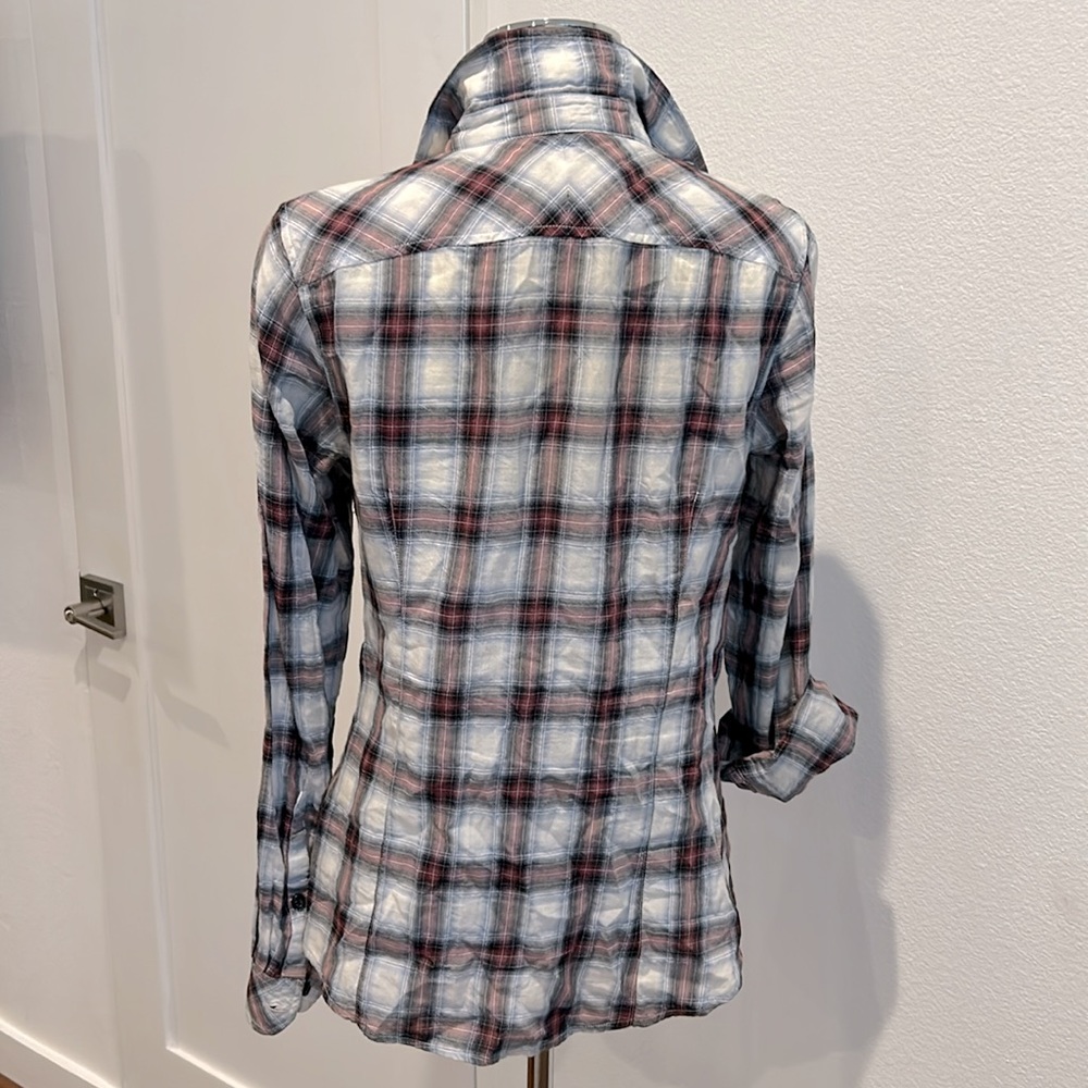 Perfect Condition Plaid Stretch Button Down - image 4